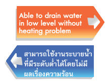 Able to drain water in low level without heating problem