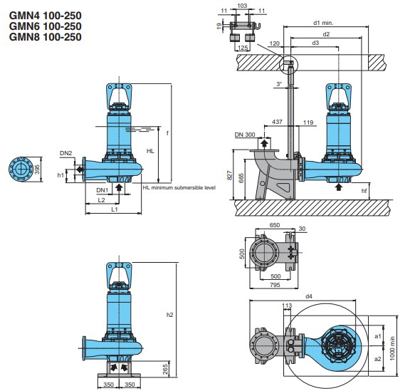 Dimensions and weights CALPEDA รุ่น GMN 6