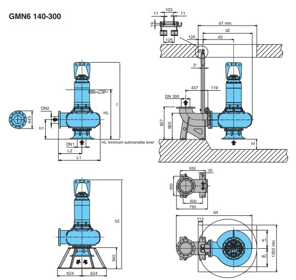 Dimensions and weights CALPEDA รุ่น GMN 7